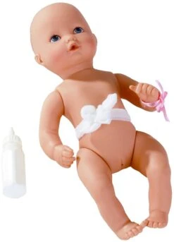 Götz 0753010 Newborn Aquini Mädchen Puppe - 33 Cm Große Badepuppe Mit Gemalten Blauen Augen Und Ohne Haare - Badebaby Ab 18 Monaten