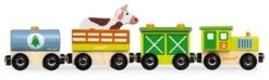 Janod - Set Bauernhof-Zug Story - 5 Holzfiguren - Spielzeug Für Fantasievolles Spielen - Bauernhoftiere Mit Fahrzeugen - Kompatibel Mit Den Auf Dem Markt Erhältlichen Schienen - Ab 3 Jahren, J08578