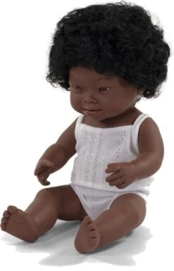 Haba || Ravensburger || Brio Verkäufe 23 Miniland Afrikanisches Mädchen 38cm Mit Down Syndrom, 31171, Braun